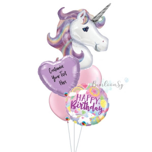 1 10 300x300 - [Supershape] Purple Unicorn Balloon Bouquet