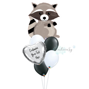 10 6 300x300 - Woodland Raccoon Personalised Balloon Bouquet