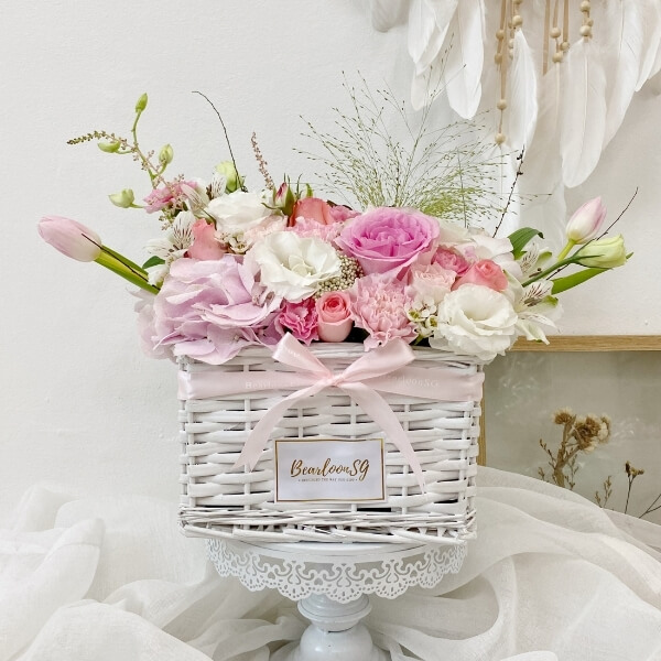 Floral Basket (Pink & White)