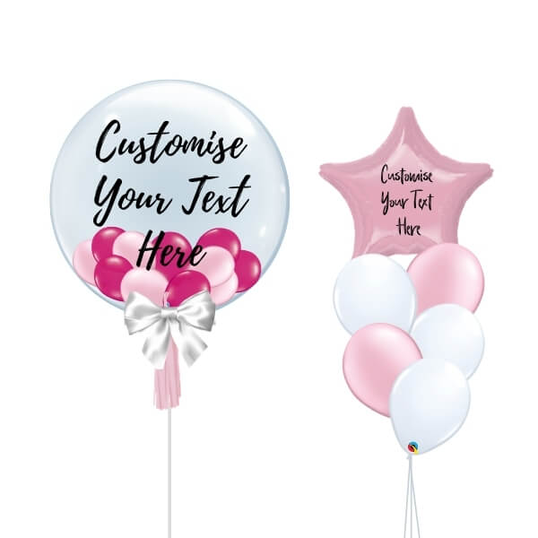 14 14 - Pink & Fuchsia Personalised Balloon & Foil Balloon Bouquet Package