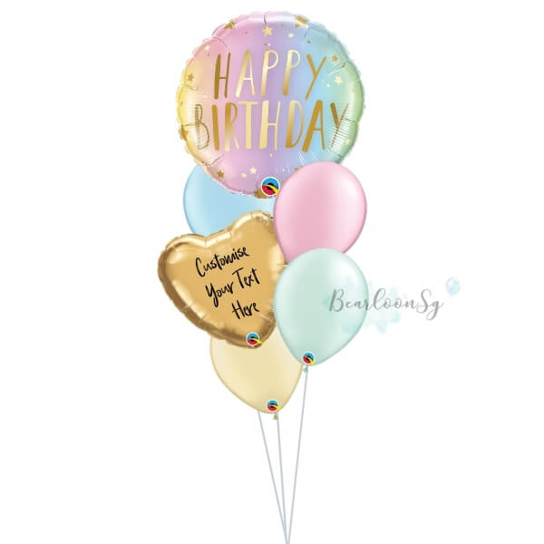 15 3 - Pastel Ombre Birthday Balloon Bouquet