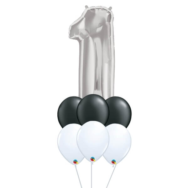 Silver Number Balloon Cluster (1)
