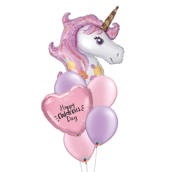 Purple Unicorn Personalised Balloon Bouquet