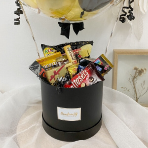 [Jumbo] Snack Box Hot Air Balloon (Black & Gold) | BearloonSG