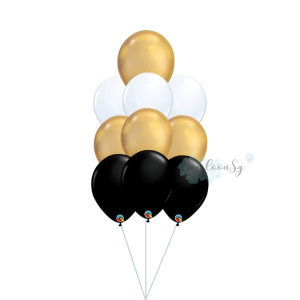 4 42 300x300 - Chrome Gold & Black Latex Balloon Cluster