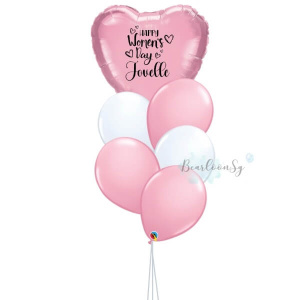 [Balloon Bouquet] – I Heart You – [Pink & White]
