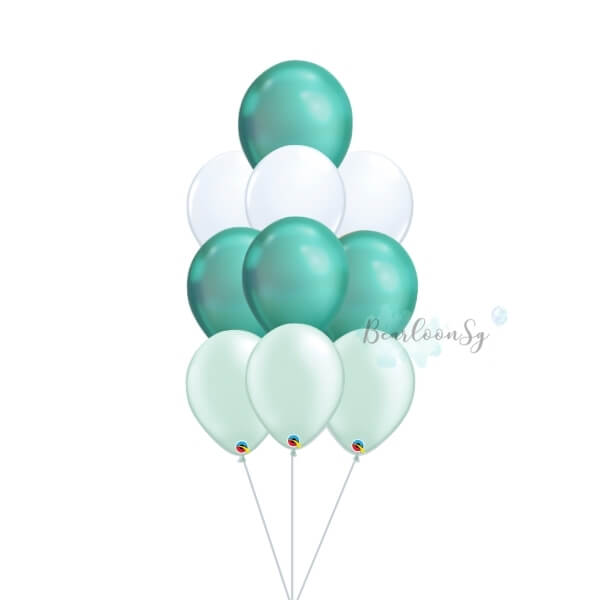 6 30 - Chrome Green Latex Balloon Cluster