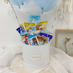 [Jumbo] Snack Box Hot Air Balloon (Blue & White) | BearloonSG