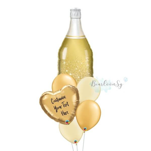 Food   Beer   Wine Theme 2 1 - Golden Bubbly Wine Personalised Balloon Bouquet
