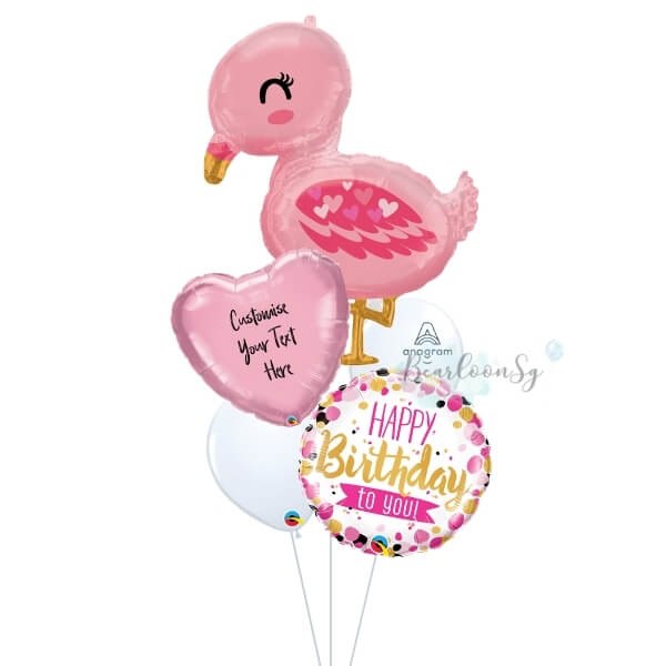 bbbb - [Supershape] Baby Flamingo Birthday Balloon Bouquet