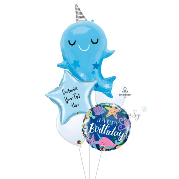 [Supershape] Baby Narwhal Birthday Balloon Bouquet