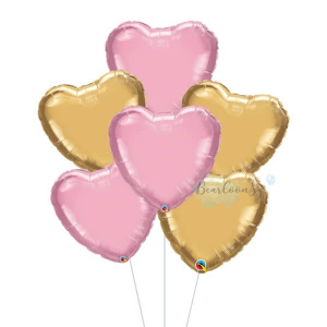 Metallic Pink & Gold Heart Foil Balloon