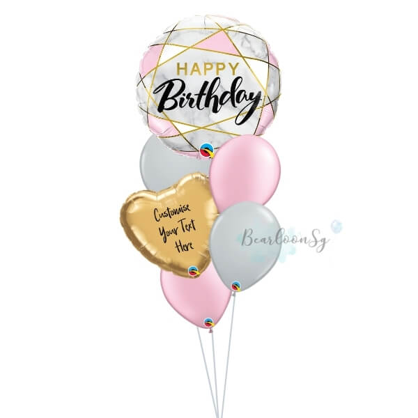 Marble Rectangles Birthday Balloon Bouquet