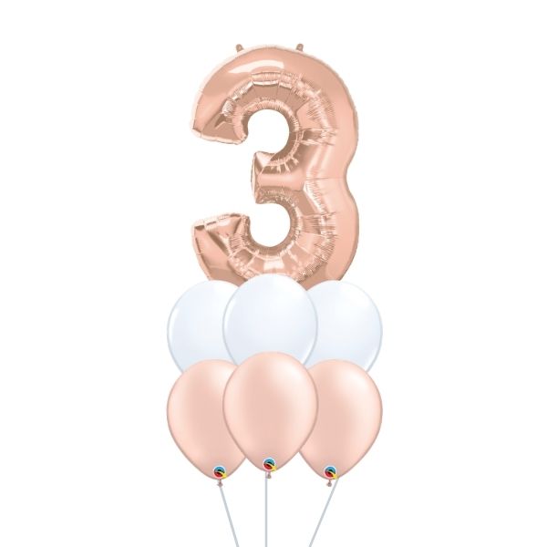 Rose gold Number Balloon Cluster