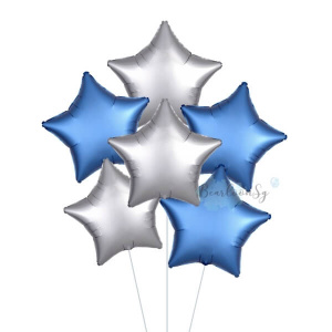 Satin Luxe Silver & Azure Star Foil Balloon Bouquet