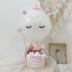 3D White Filled Unicorn Newborn Hamper With Birdnest