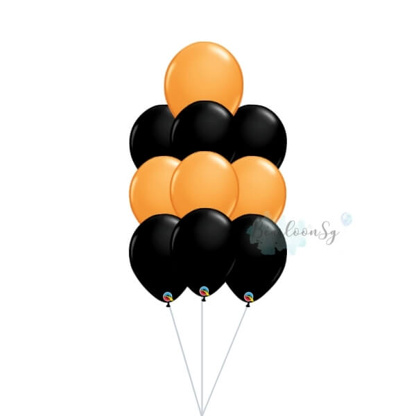 Black & Orange Latex Balloon Cluster
