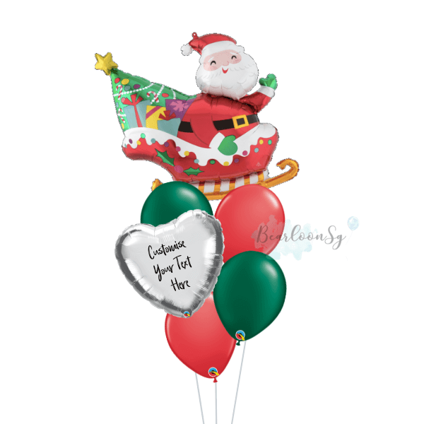 [Supershape] Santa's Sleigh Personalised Balloon Bouquet