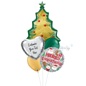 [Supershape] Golden Christmas Tree Balloon Bouquet