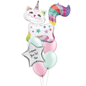 Starry Caticorn Personalised Balloon Bouquet