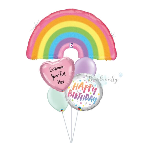 Glitter Pastel Rainbow Birthday Balloon Bouquet