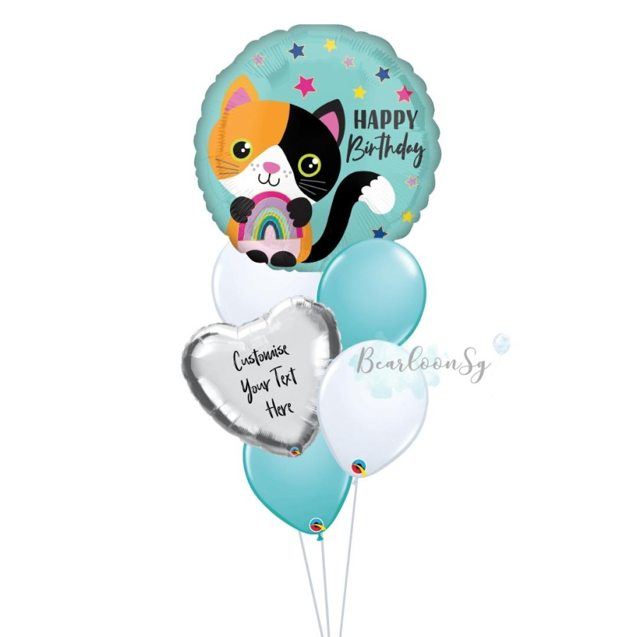 Calico Cat Birthday Balloon Bouquet