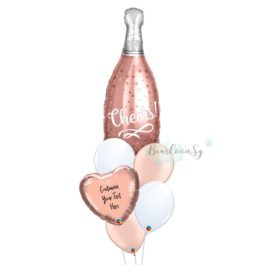 Cheers Rose Champagne Personalised Balloon Bouquet