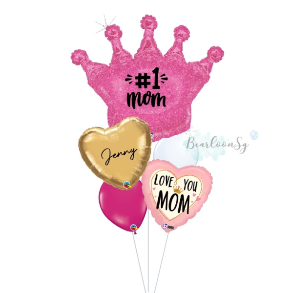 [Mothers Day] Glittering Pink Crown Balloon Bouquet