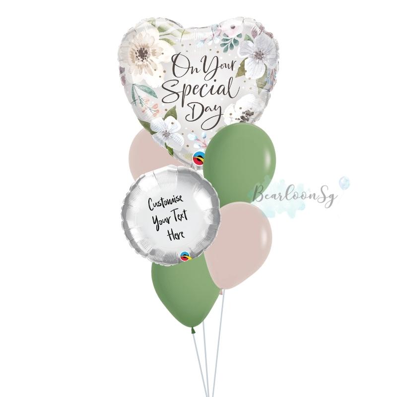 Special Day White Floral Balloon Bouquet