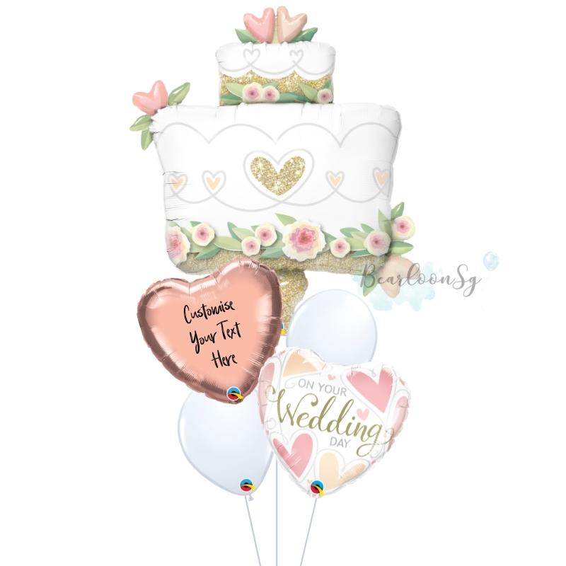 [Supershape] Glitter Gold Wedding Cake Balloon Bouquet