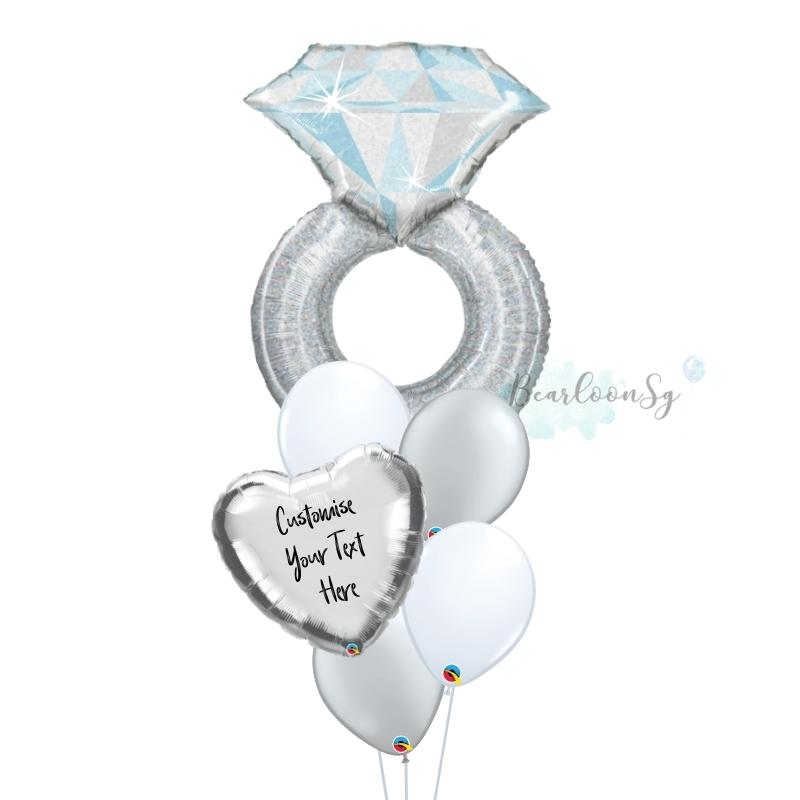 [Supershape] Platinum Wedding Ring Personalised Balloon Bouquet