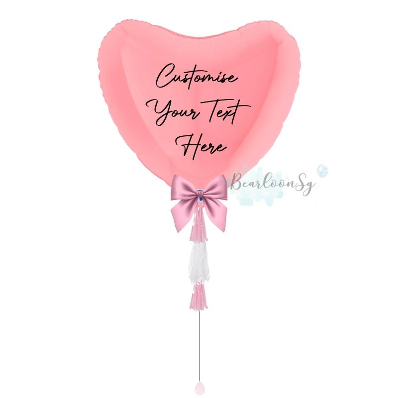 36" Personalised Pastel Pink Heart Foil Balloon