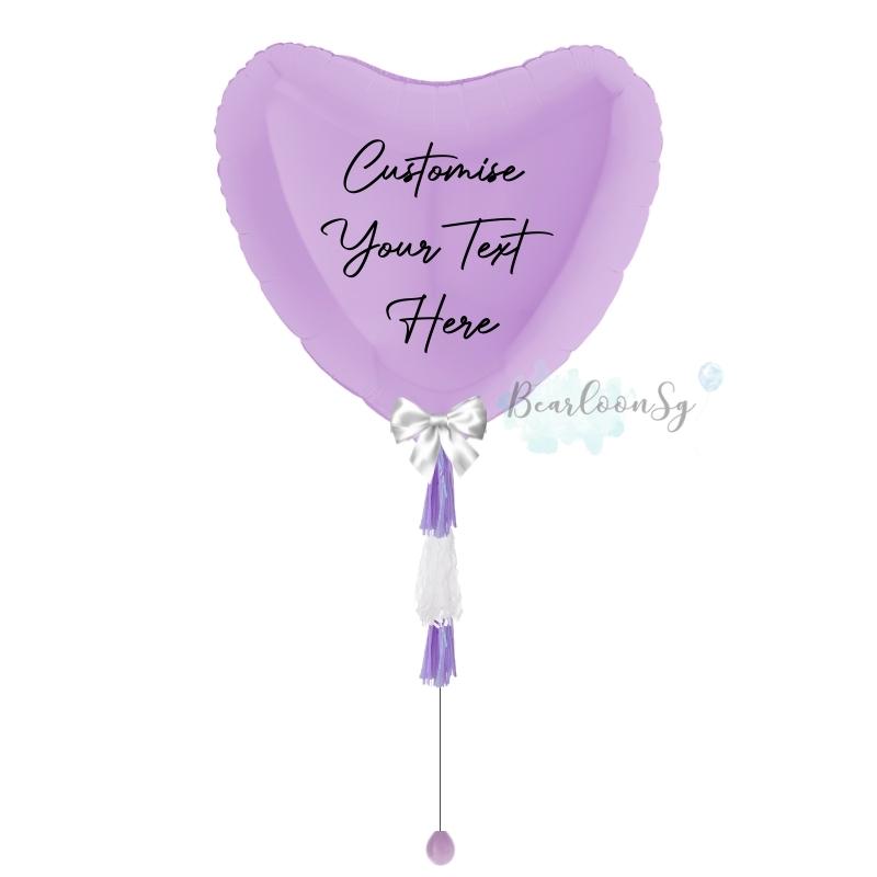 36" Personalised Pastel Lilac Heart Foil Balloon