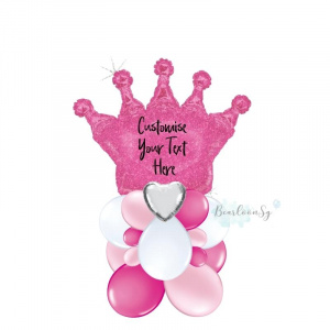 Glittering Pink Crown Balloon Stack