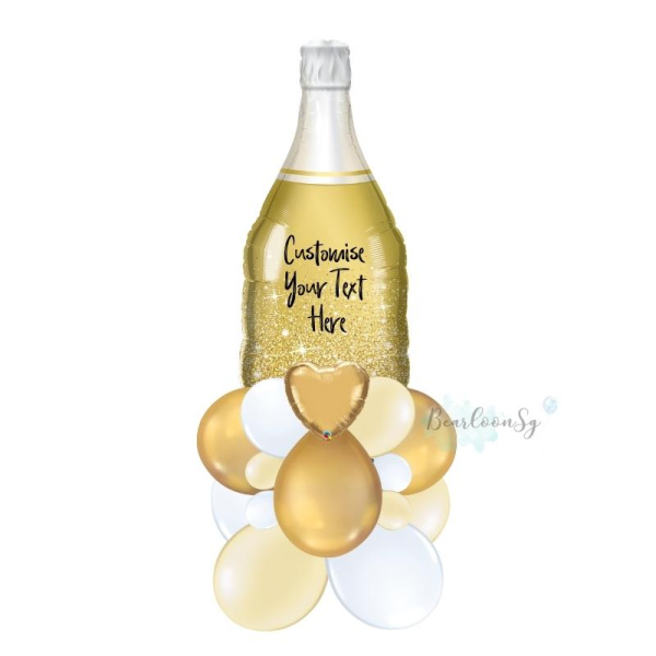 Golden Bubbly Wine Balloon Stack