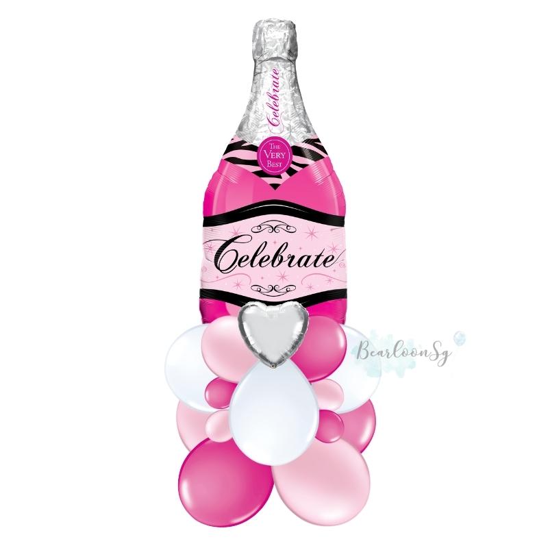 Pink Bubbly Wine Balloon Stack