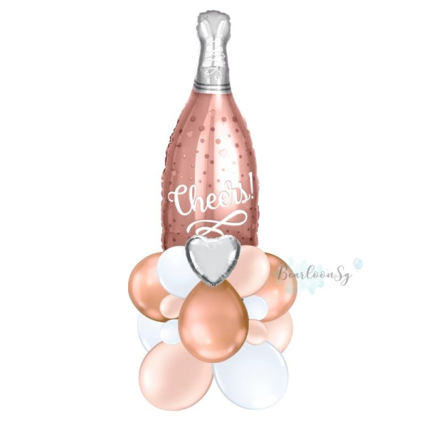 Cheers Rose Champagne Balloon Stack