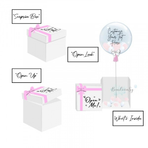 Personalised Balloon Surprise Box (Pink & White))