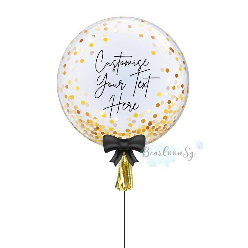 Personalised Balloon - Printed Gold Confetti