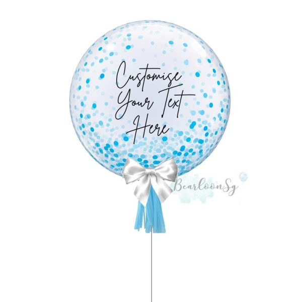 Personalised Balloon - Printed Blue Confetti