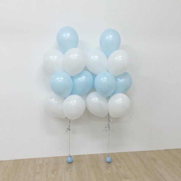 Pastel Blue & White Latex Balloon Cluster - 1