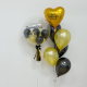 Gold & Black Personalised Balloon & Foil Balloon Bouquet Package (Heart) - 1