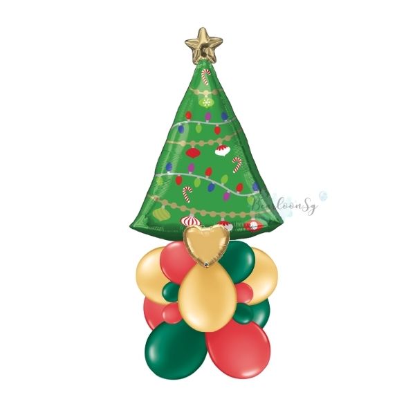 Festive Christmas Tree Balloon Stack