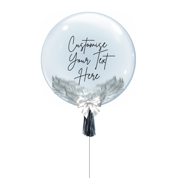 Personalised bubble balloon with Feather