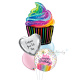 [Supershape] Rainbow Cupcake Birthday Balloon Bouquet
