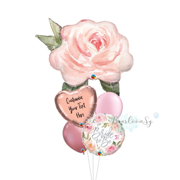 [Supershape] Pink Water Colour Rose Bride To Be Balloon Bouquet