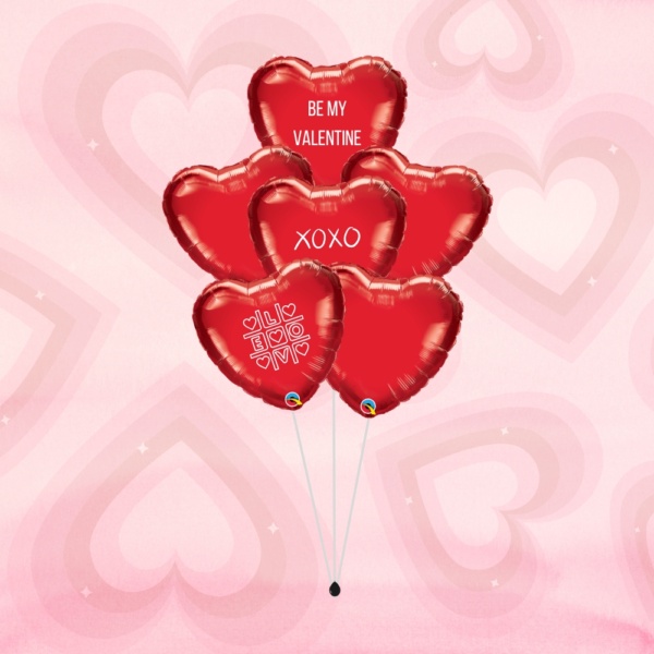 Be My Valentines Foil Balloon Bouquet - Red