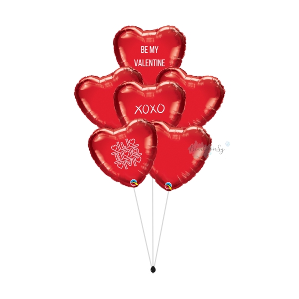 Be My Valentines Foil Balloon Bouquet - Red