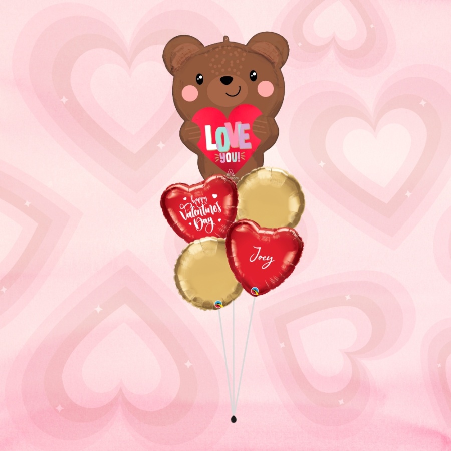 Valentine's Love Bear Balloon Bouquet