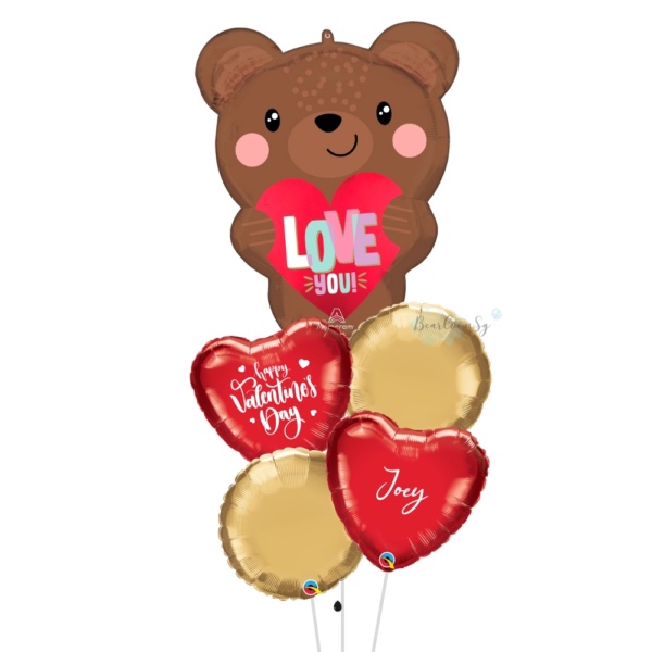 Valentine's Love Bear Balloon Bouquet